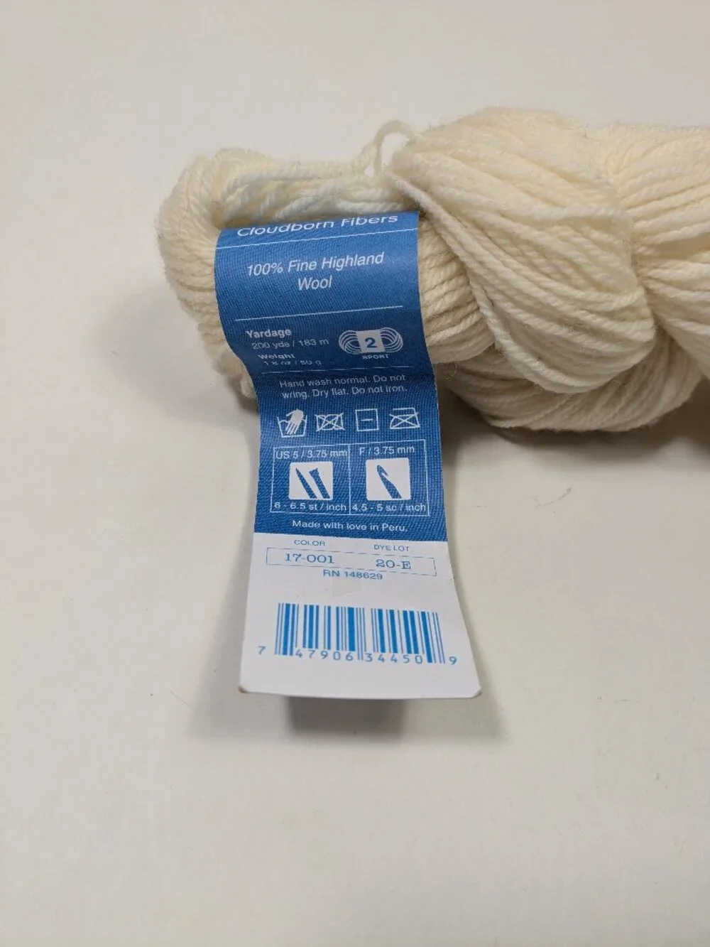 Cloudborn Fibers Highland Sport Yarn 100% Fine Highland Wool - Natural